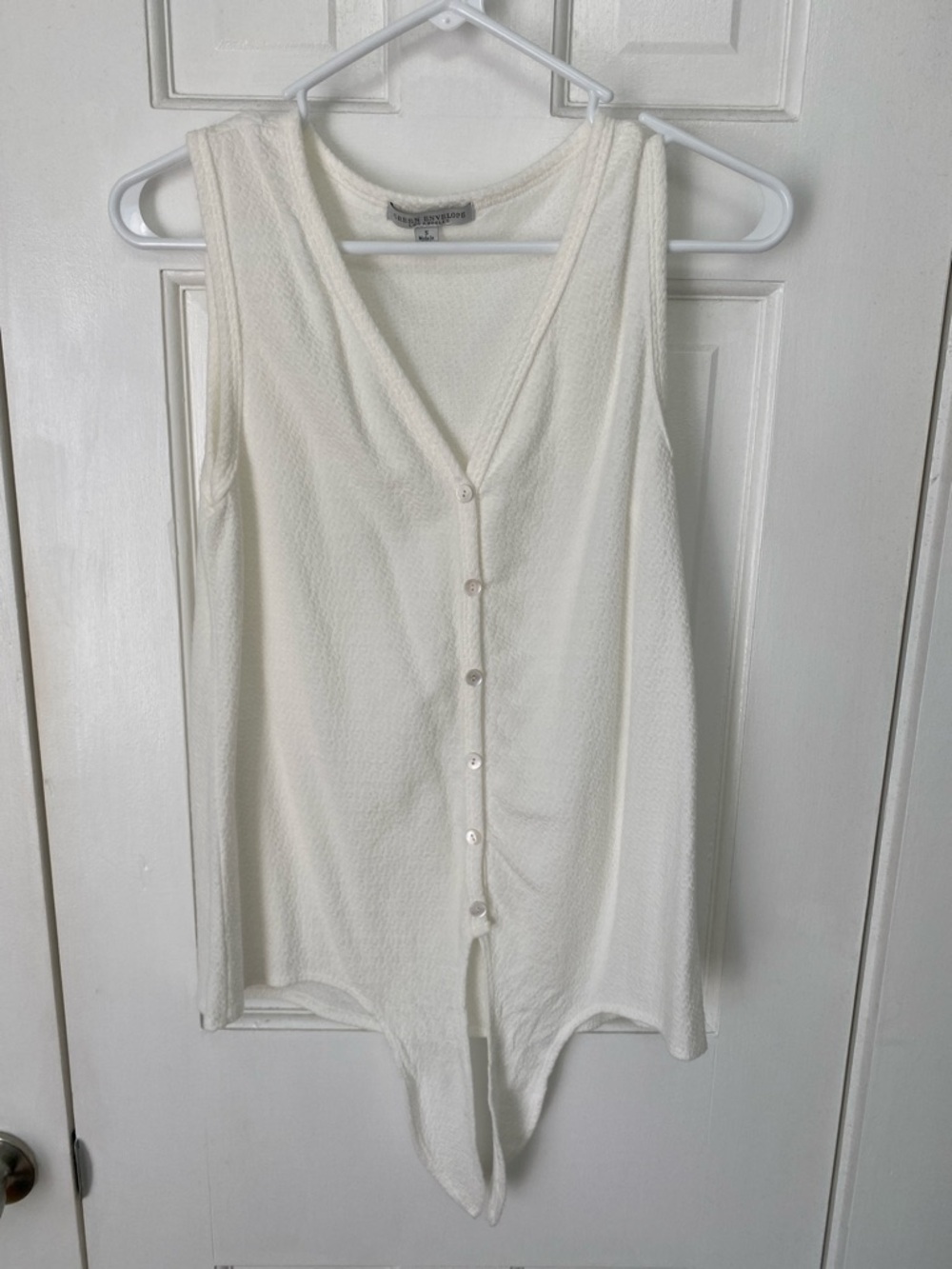 Cream Button-Front Sleeveless Top